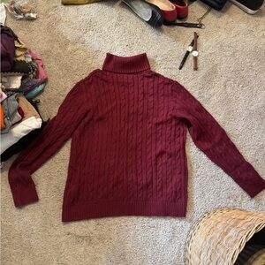 Old Navy Maroon Cable Knit Turtleneck Sweater